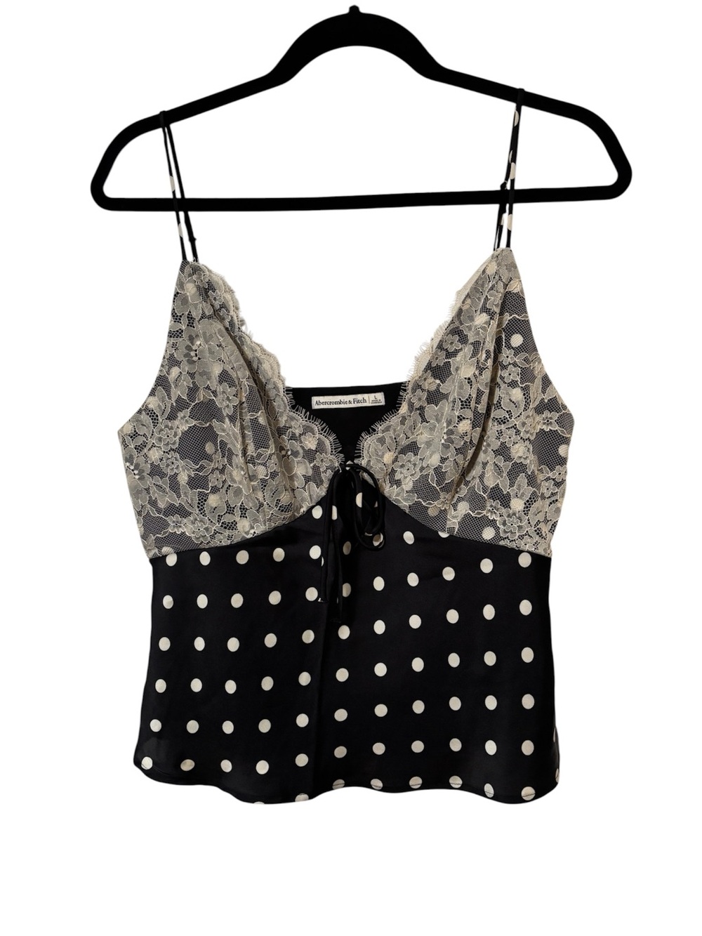 Abercrombie & Fitch Black Polka Dot Cami with white Lace